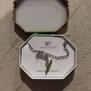 Silver necklace with Green Charm